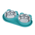 cat dog pet stainless steel double food bowl